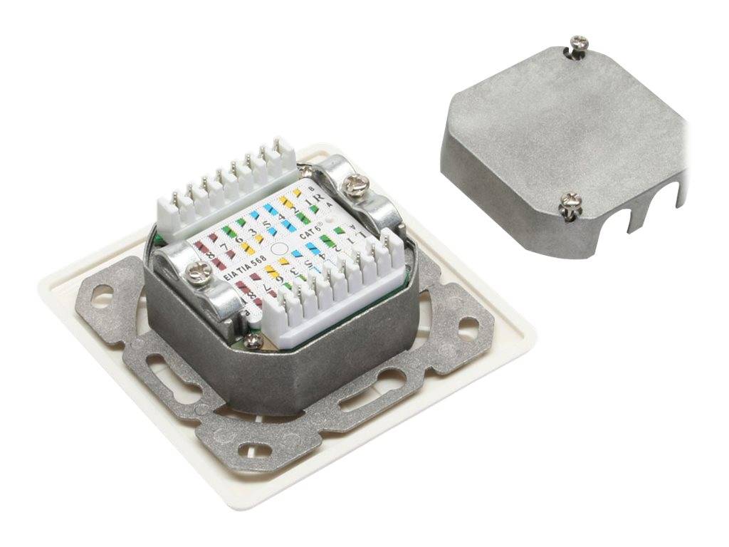 INLINE - Cat.6 Anschlussdose Unterputz - 2x RJ45 Buchse - RAL9010 weiß - waagerecht