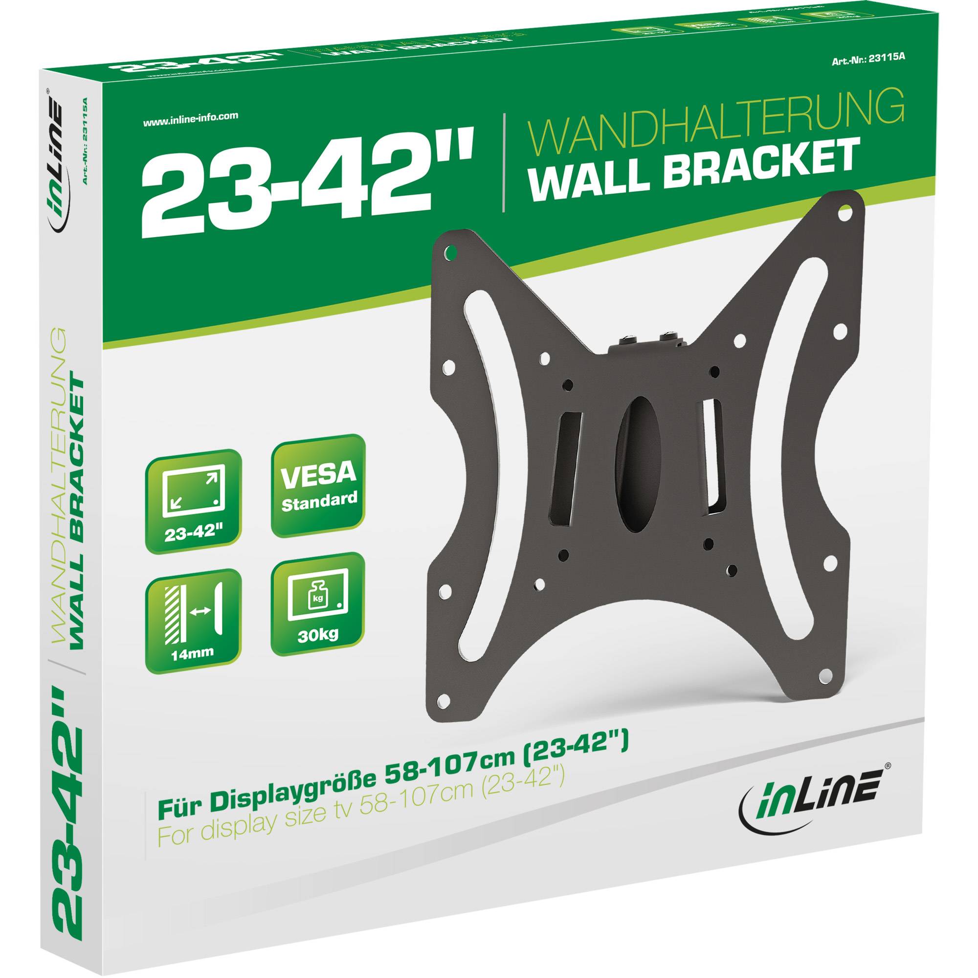 INLINE - Wandhalterung für Flachbildschirme - 58-107cm (23-42"") - max. 30kg