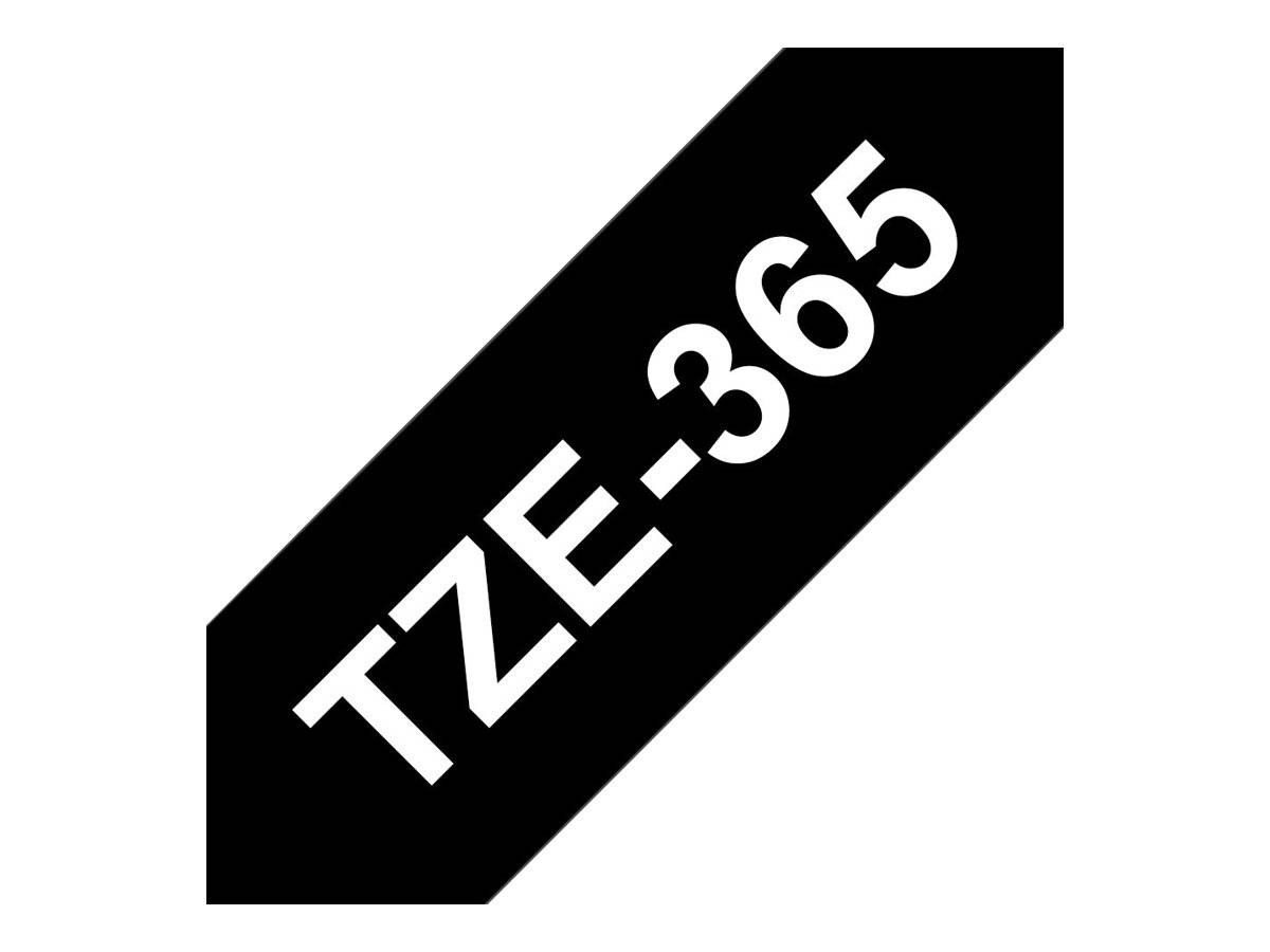 Schwarzes Etikett mit weißem Text 'TZE-365'.