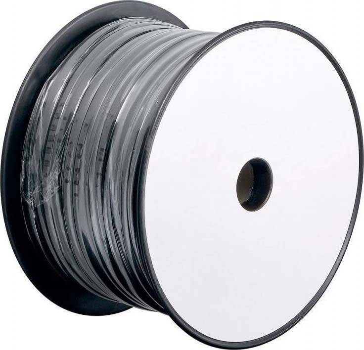 Eine große Rolle transparenten Schlauchmaterials mit einem weißen Rundende, verwendet zur Lagerung oder einfachen Ausgabe von flexiblem Schlauchmaterial.