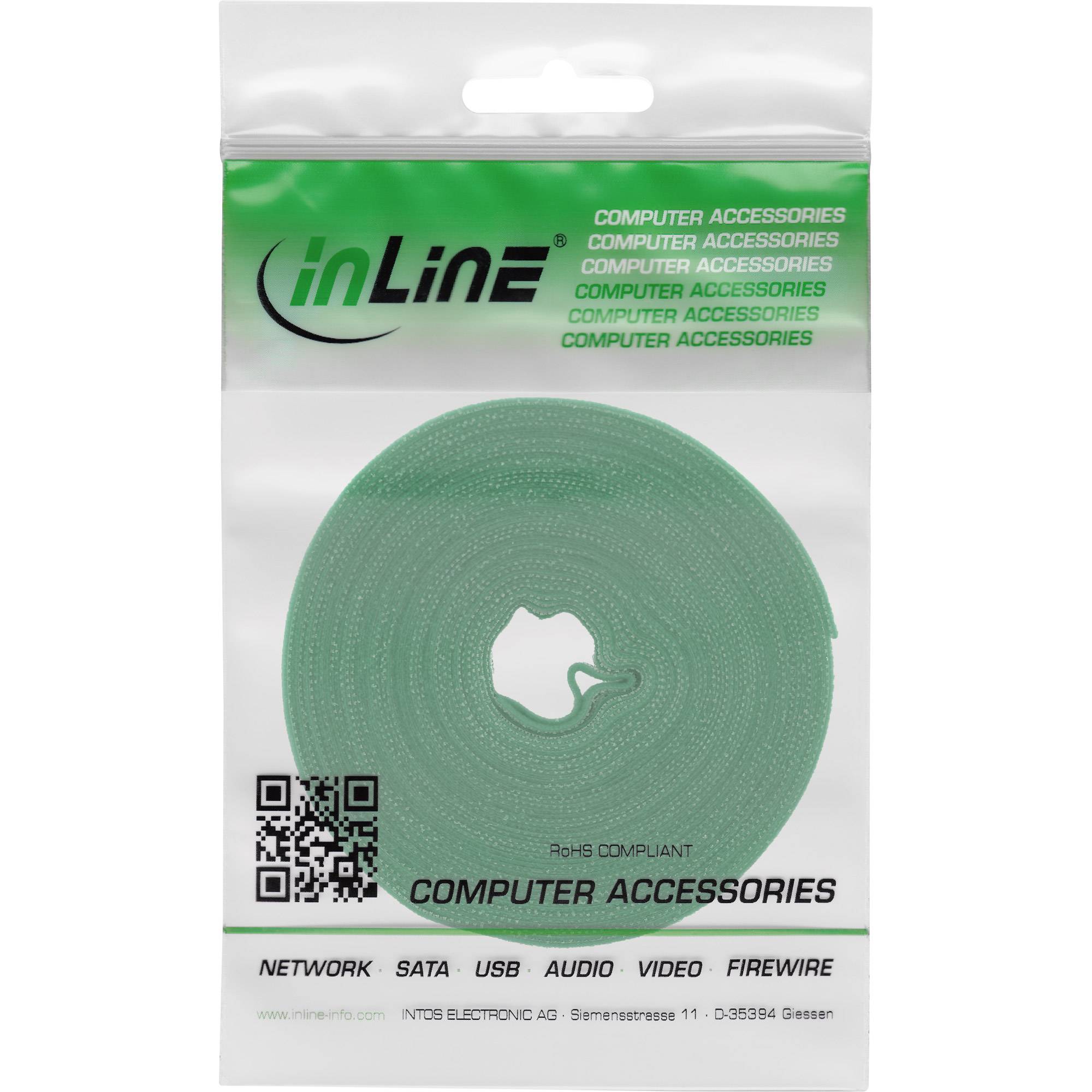 INLINE - Kabelbinder - Klettverschlussband 16mm - grün - 10m