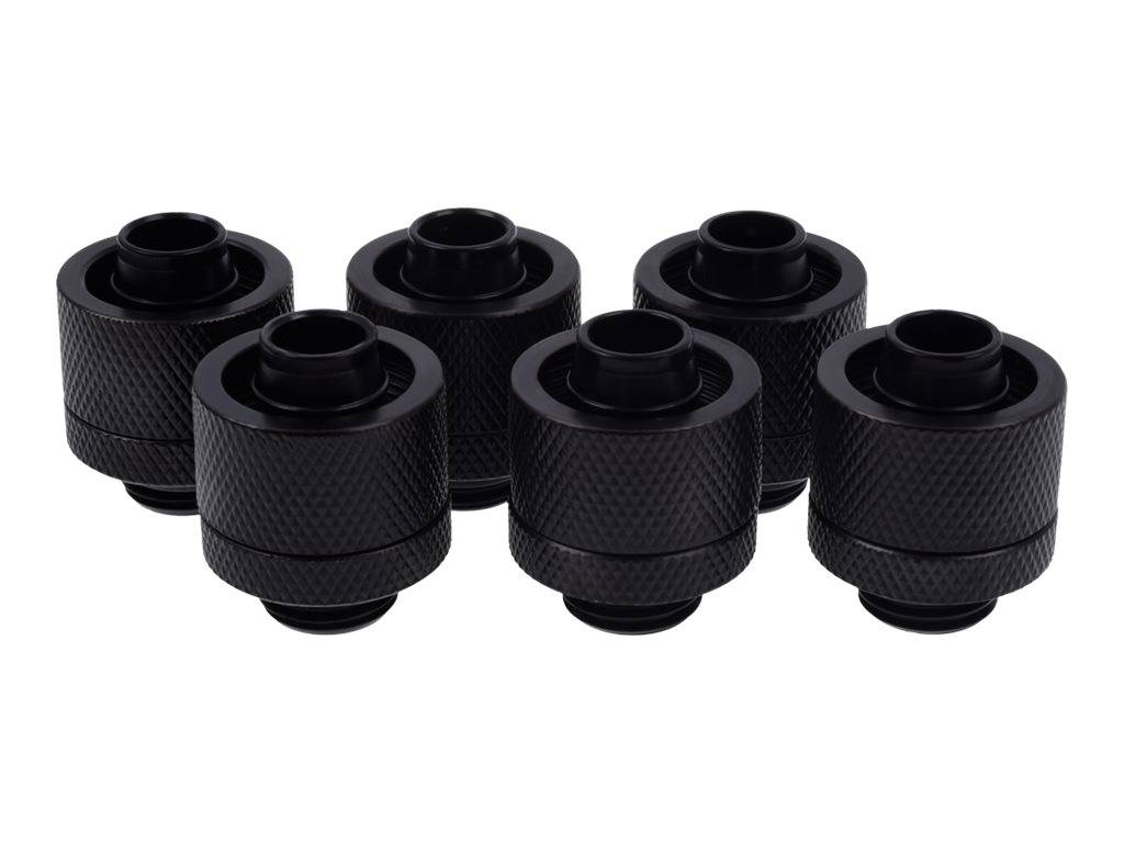 Alphacool Eiszapfen 16/10mm compression fitting G1/4 - Flüssigkühlsystemarmatur - Deep Black (Packung mit 6)