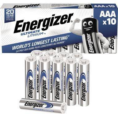 Energizer Ultimate Lithium AAA-Batterienpack, 10 Batterien, gekennzeichnet mit „Die langlebigsten der Welt