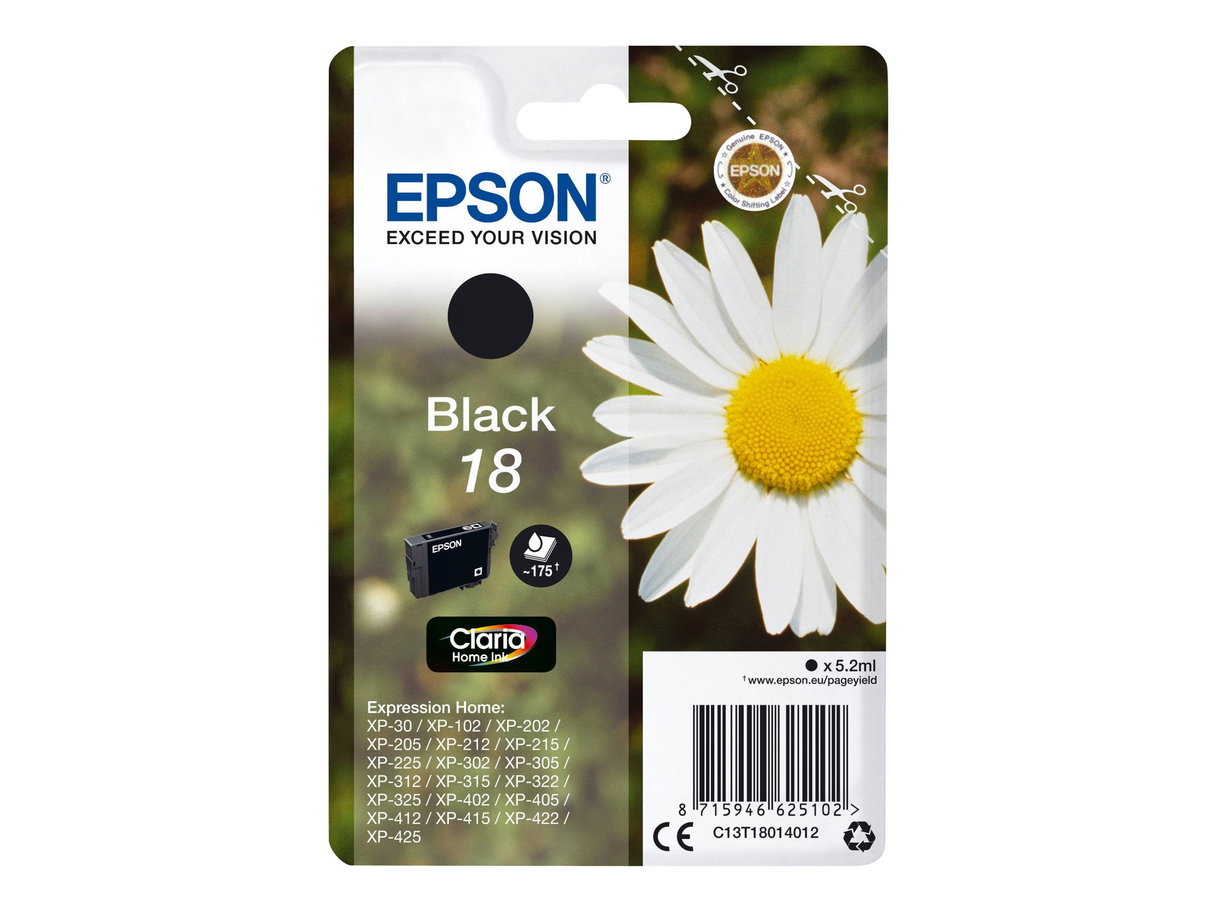 Epson 18 - 5.2 ml - Schwarz - Original - Blister mit RF- / aktustischem Alarmsignal