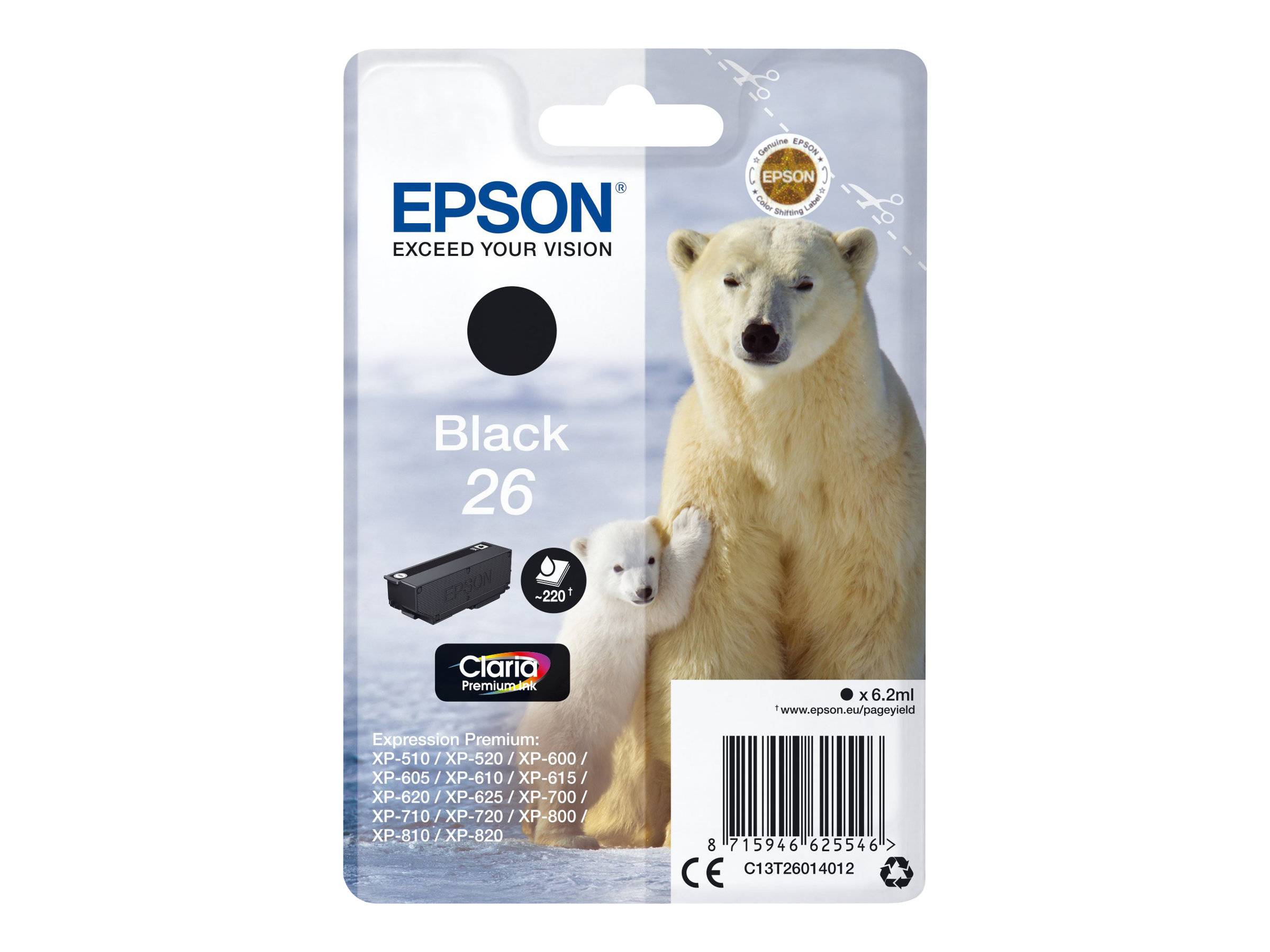 Epson 26 - 6.2 ml - Schwarz - Original - Blister mit RF- / aktustischem Alarmsig
