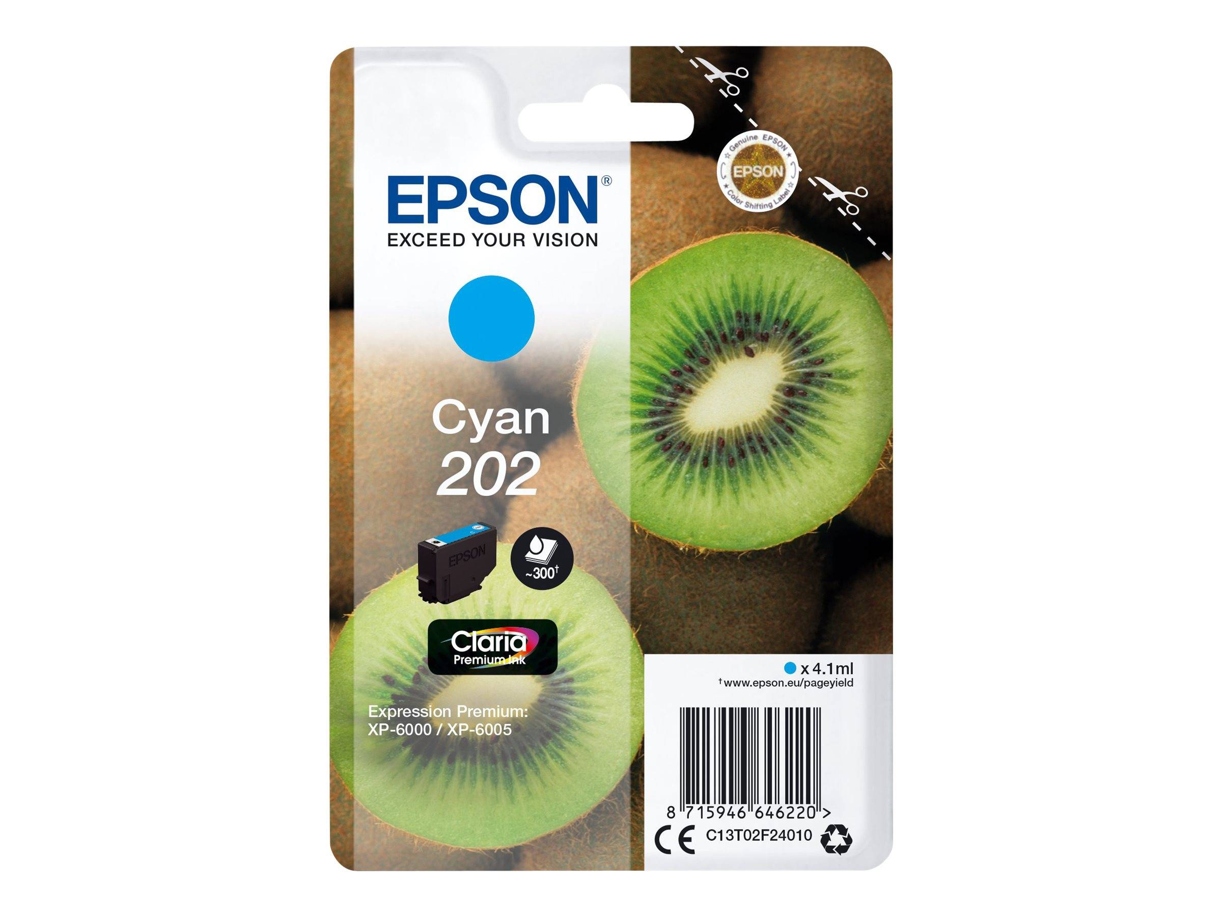 Epson 202 - 4.1 ml - Cyan - Original - Blister mit RF- / aktustischem Alarmsigna