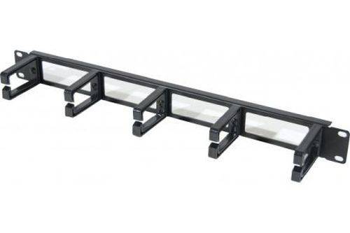 Dexlan 19" Rangierfrontplatte, 5 x 60mm, 1HE, RAL 9005 schwarz/silber