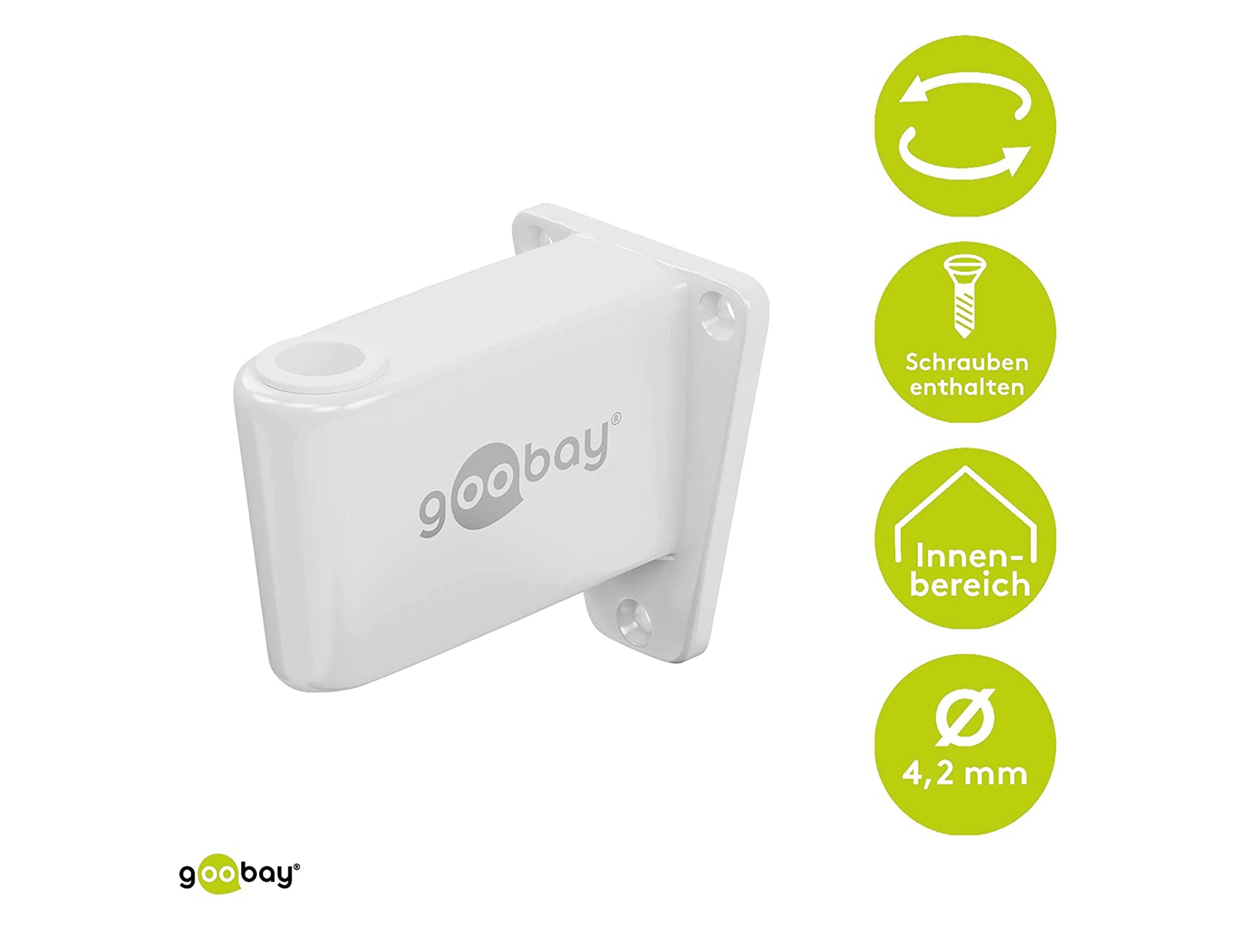 goobay' Wandhalterung, geeignet für den Innenbereich, inklusive Schrauben, 360° drehbar, Durchmesser 4,2 mm.