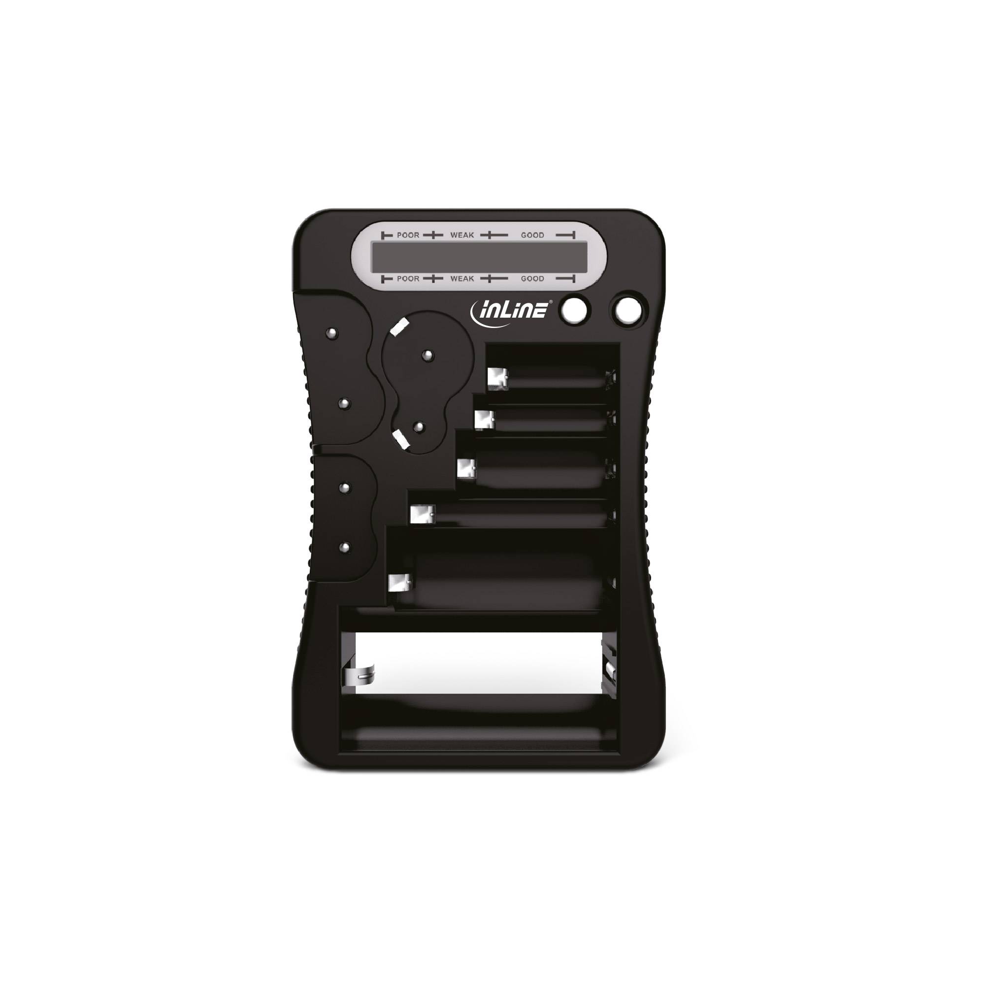 INLINE - Batterietester mit LCD-Anzeige - für Rund- und Knopfzellen sowie 9V-Block