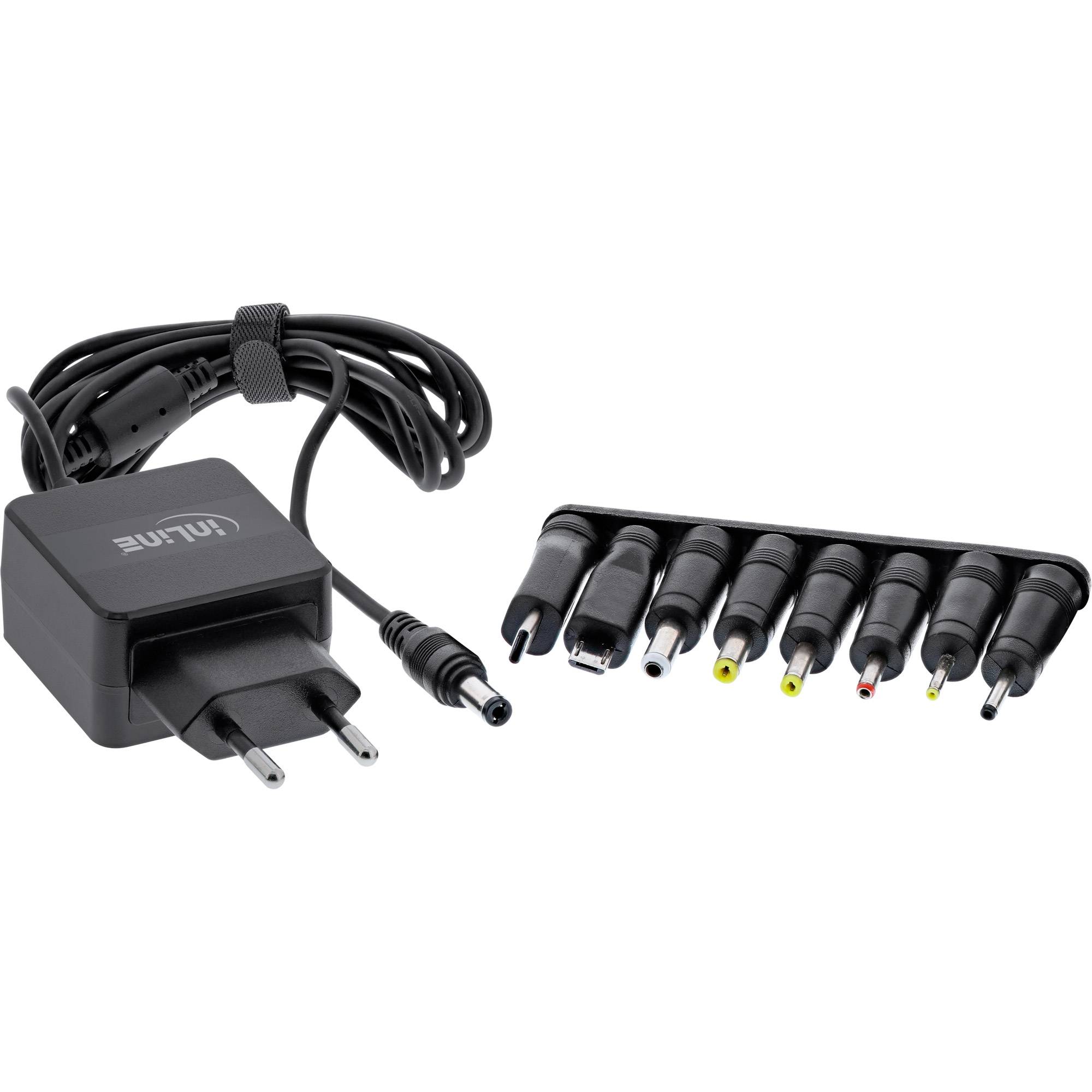 INLINE - Universal Steckernetzteil - 5V/15W - mit 8 Wechselsteckern Micro-USB USB-C