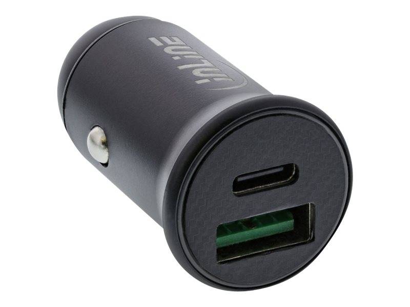 InLine USB KFZ Stromadapter Power Delivery - USB-A + USB-C - schwarz - Schwarz