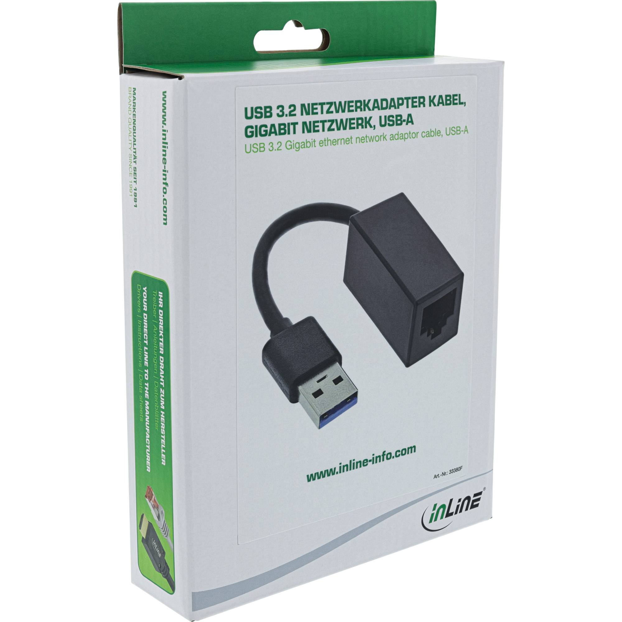 INLINE - USB 3.2 Netzwerkadapter Kabel - Gigabit Netzwerk - USB-A
