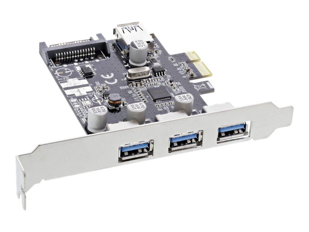 INLINE - Schnittstellenkarte - 3x+1x USB 3.0 - PCIe - mit SATA Strom + LP-Slotblech