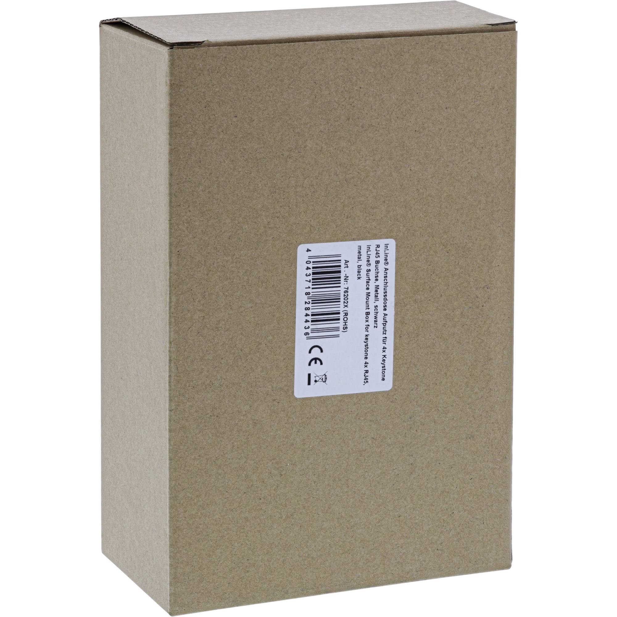 INLINE - Anschlussdose Aufputz für 4x Keystone RJ45 Buchse - Metall - schwarz