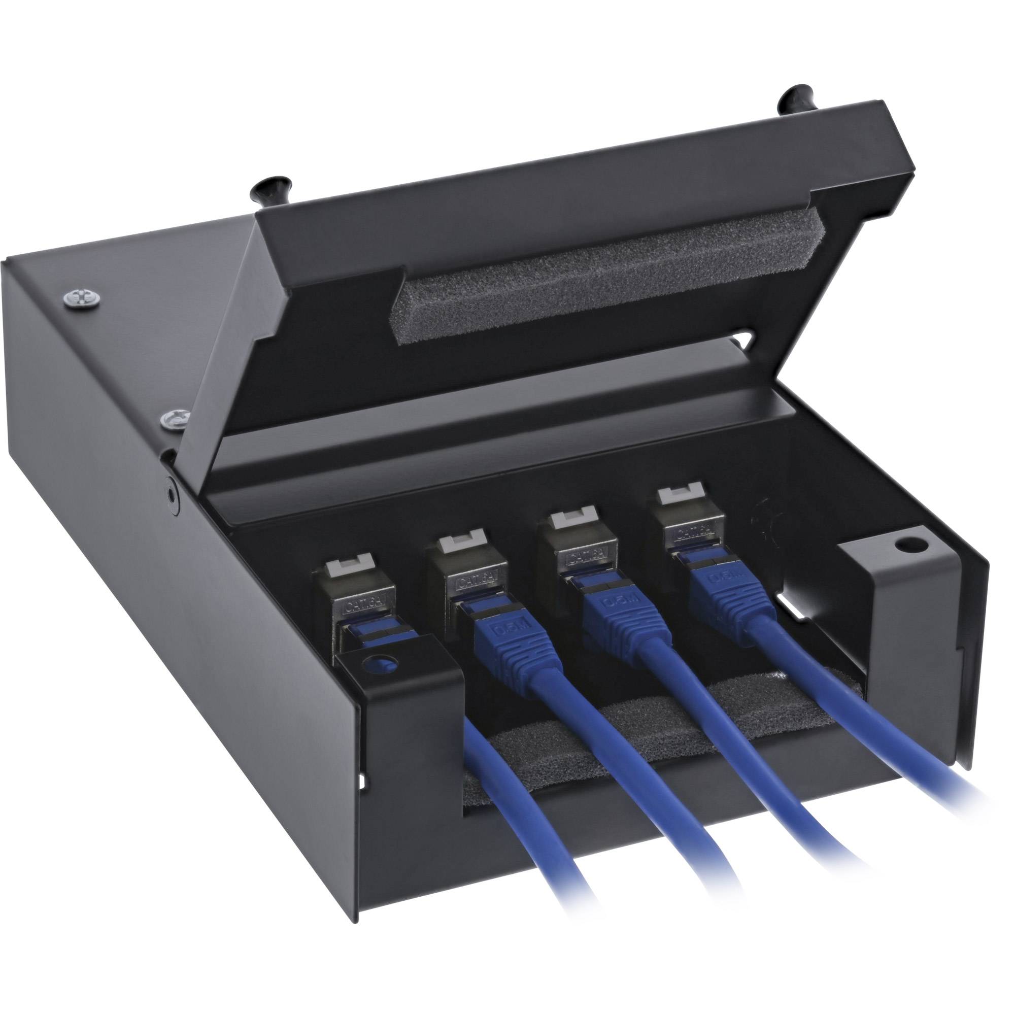INLINE - Anschlussdose Aufputz für 4x Keystone RJ45 Buchse - Metall - schwarz