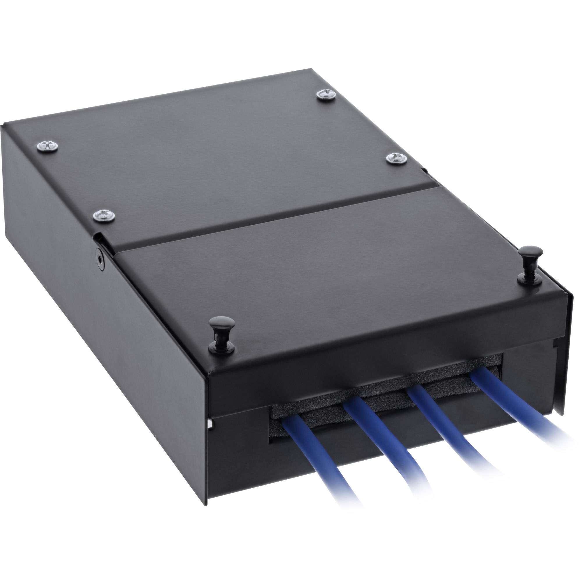 INLINE - Anschlussdose Aufputz für 4x Keystone RJ45 Buchse - Metall - schwarz