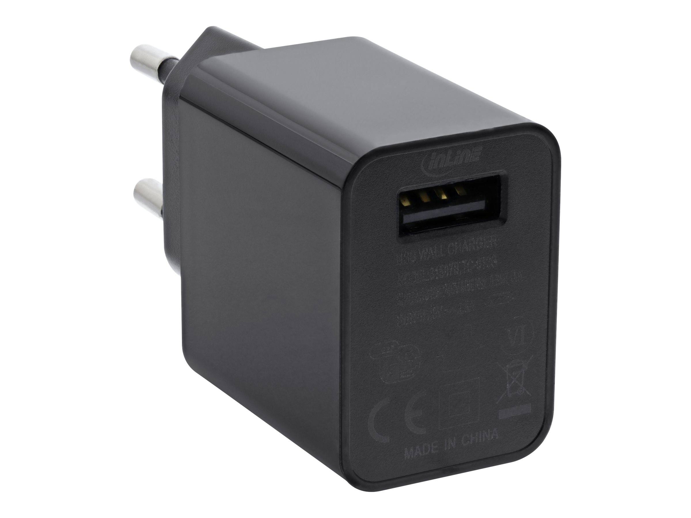 InLine USB Ladegerät Single - Netzteil - 100-240V zu 5V/2,5A - schwarz - 5 V - S