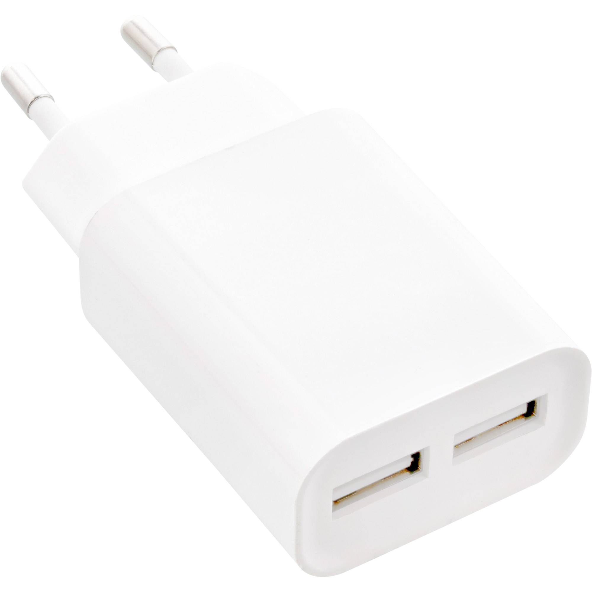 InLine USB Ladegerät DUO - Netzteil 2-fach - 100-240V zu 5V/2.1A - weiß - weiß