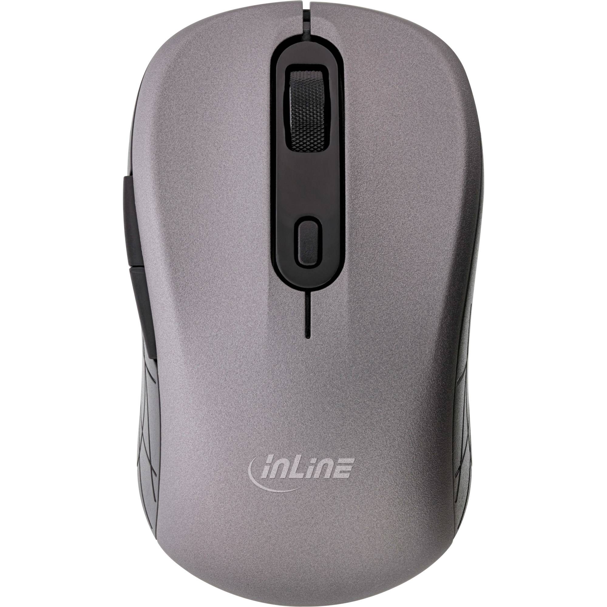INLINE - Maus 3-in-1 - Bluetooth + 2x 2.4GHz Funk - 5 Tasten - optisch - grau/schwarz