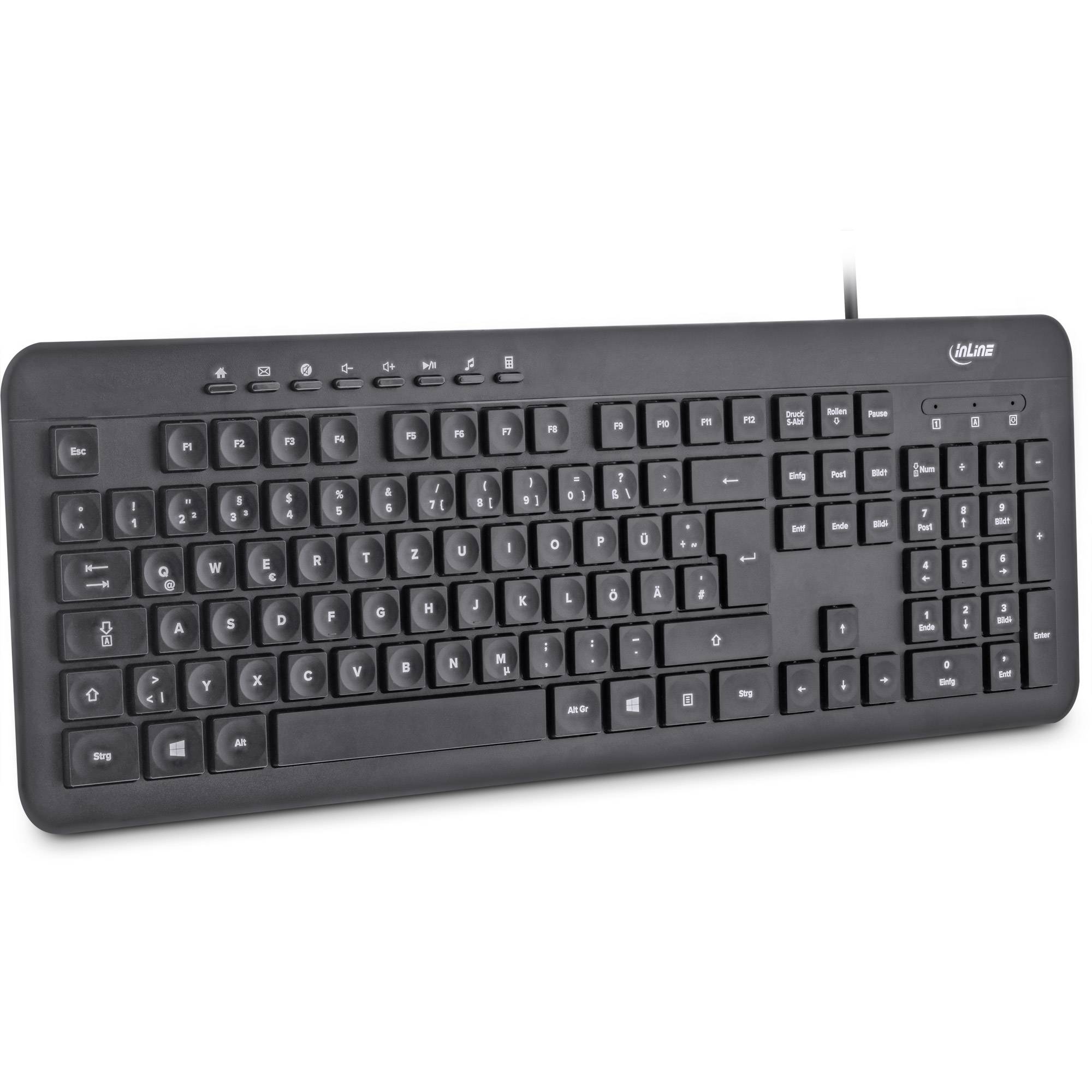 INLINE - Design Keyboard - Tastatur - USB-Kabel - DE Layout - schwarz