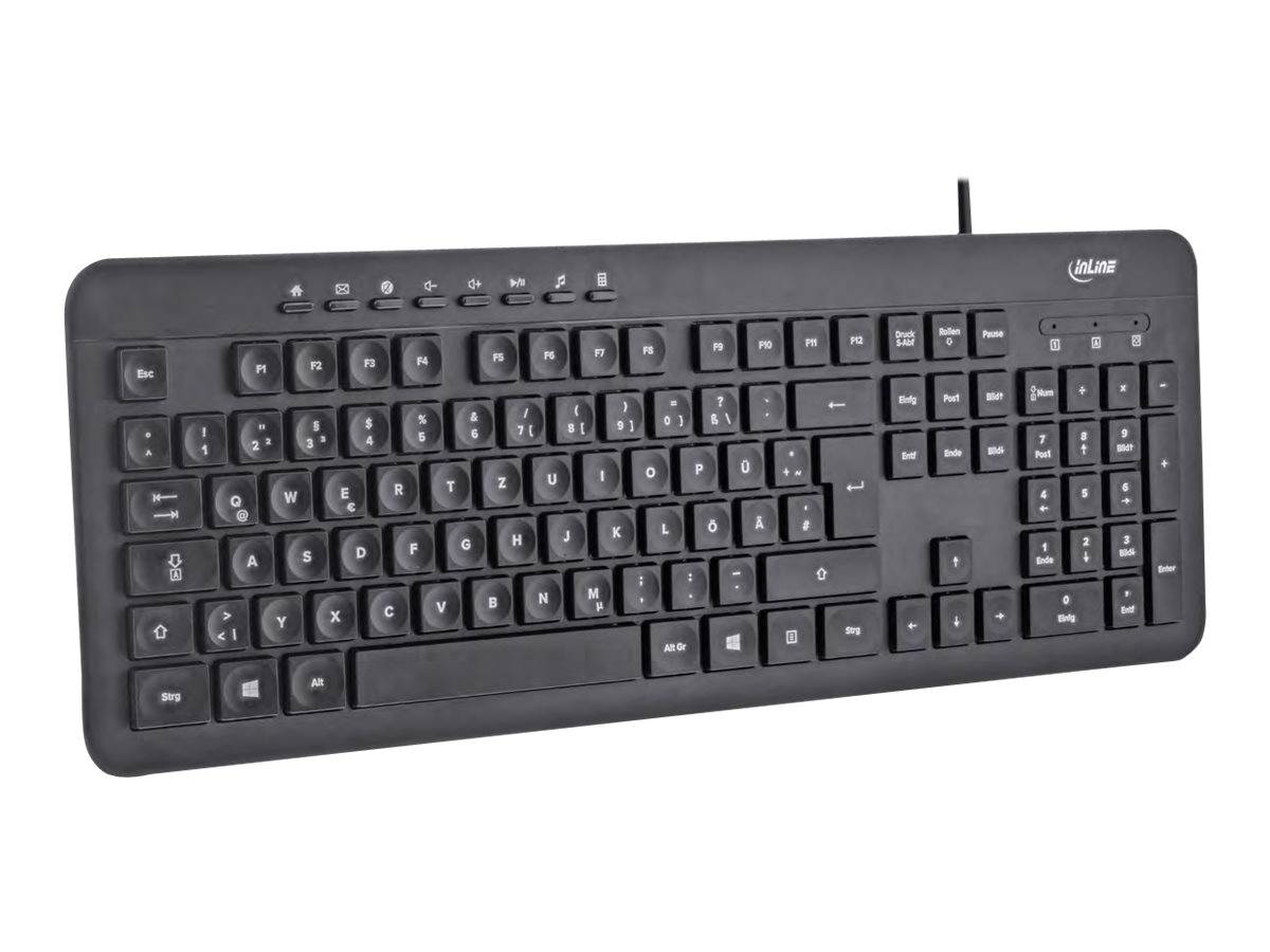 INLINE - Design Keyboard - Tastatur - USB-Kabel - DE Layout - schwarz
