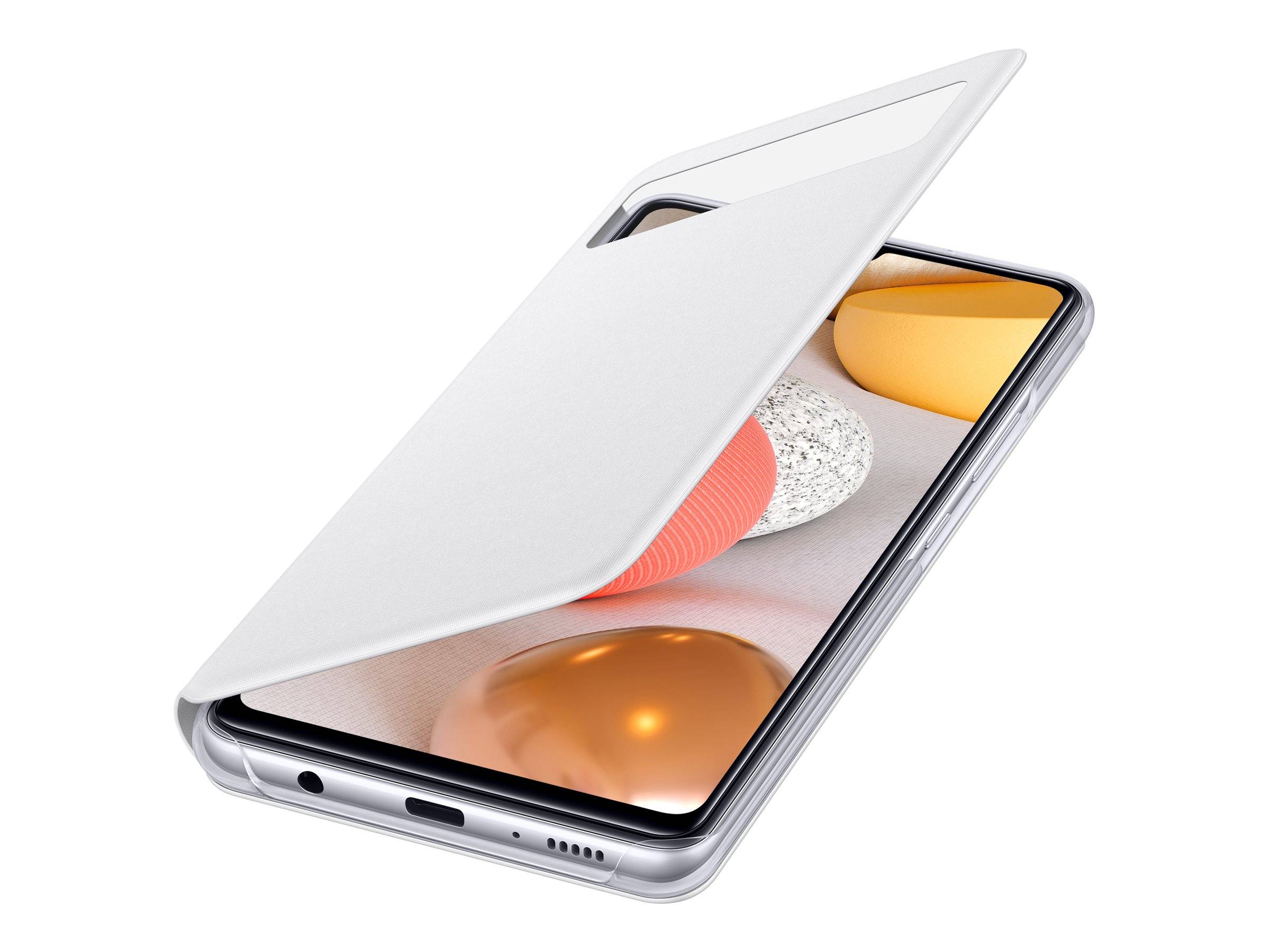 Original S View Handyhülle für Samsung Galaxy A42 5G weiß EF-EA426PWEGEE