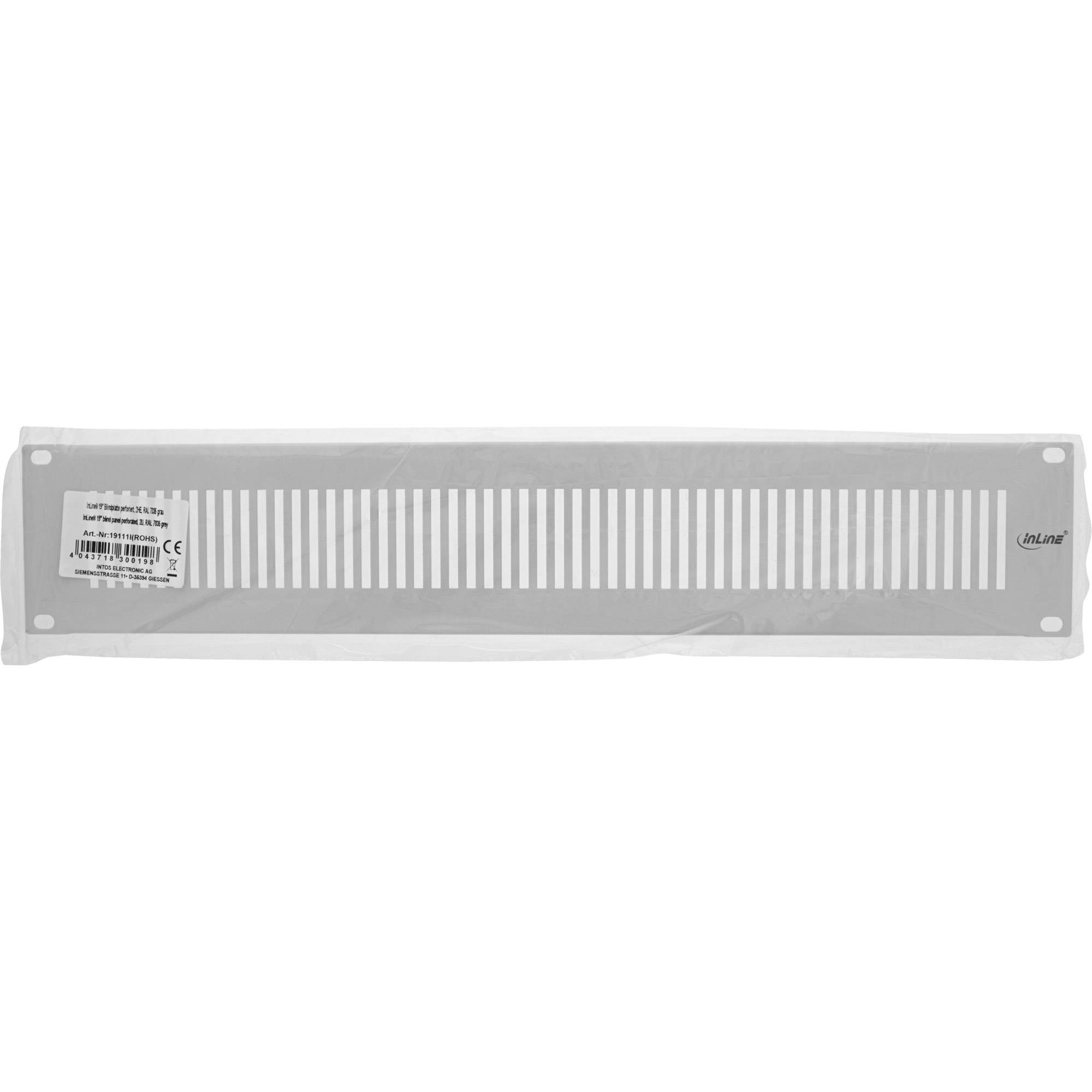 INLINE - 19"" Blindplatte perforiert - 2HE - RAL 7035 grau