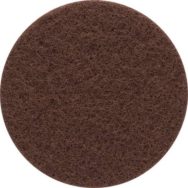 Ein rundes, strukturiertes, braunes Bodenpoliturpad, das zum Reinigen und Polieren von Oberflächen verwendet wird.
