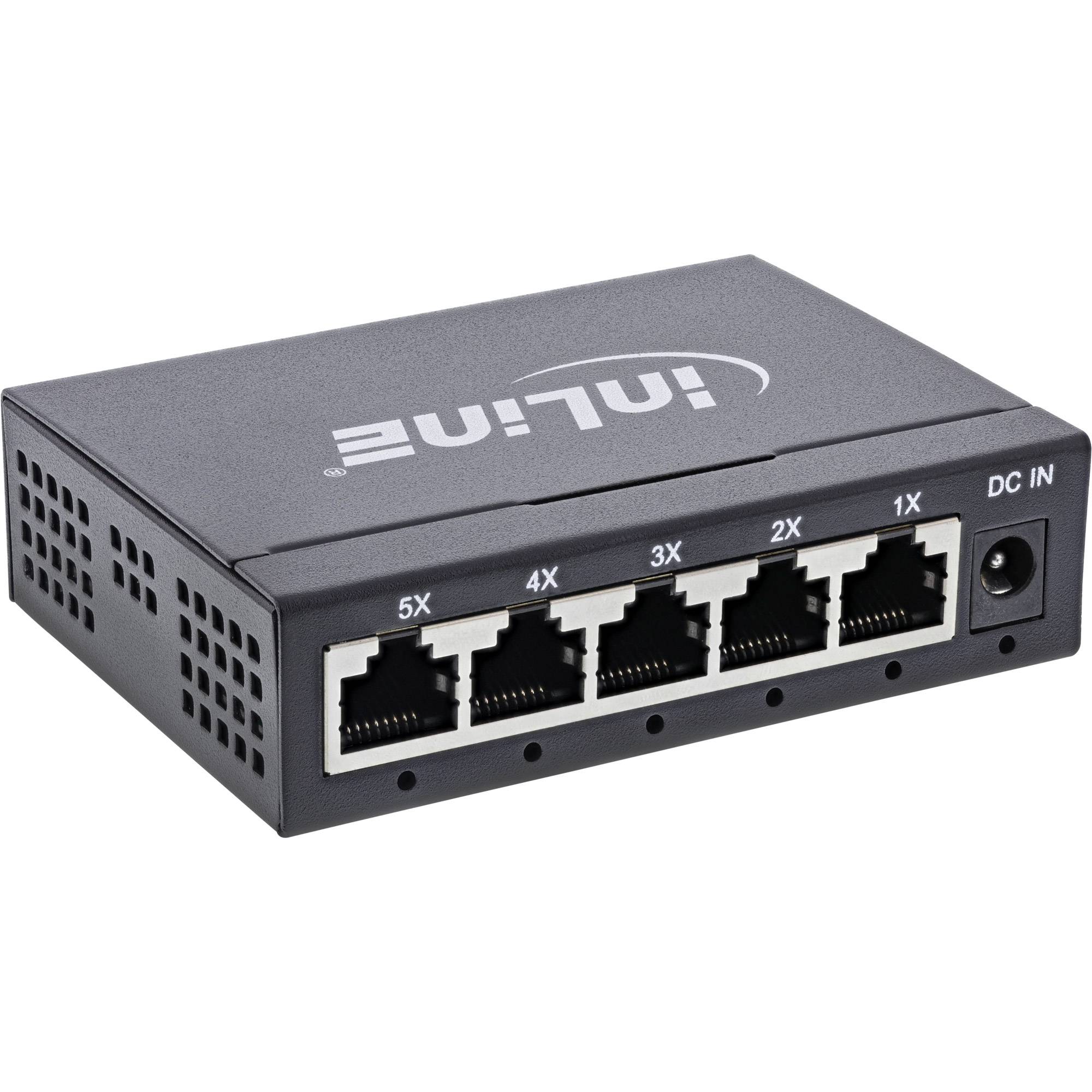 InLine Gigabit Netzwerk Switch 5-Port - 1Gb/s - Desktop - Metallgehäuse - lüfter
