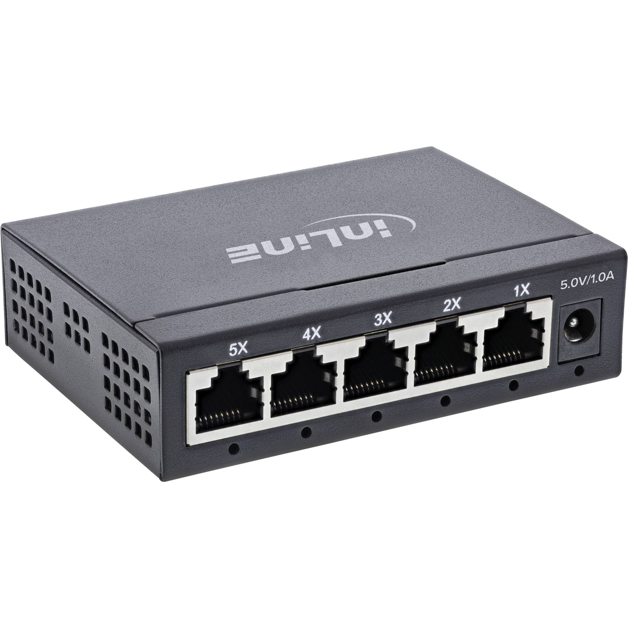 INLINE - Gigabit Netzwerk Switch 5-Port - 1Gb/s - Desktop - Metallgehäuse - lüfterlos