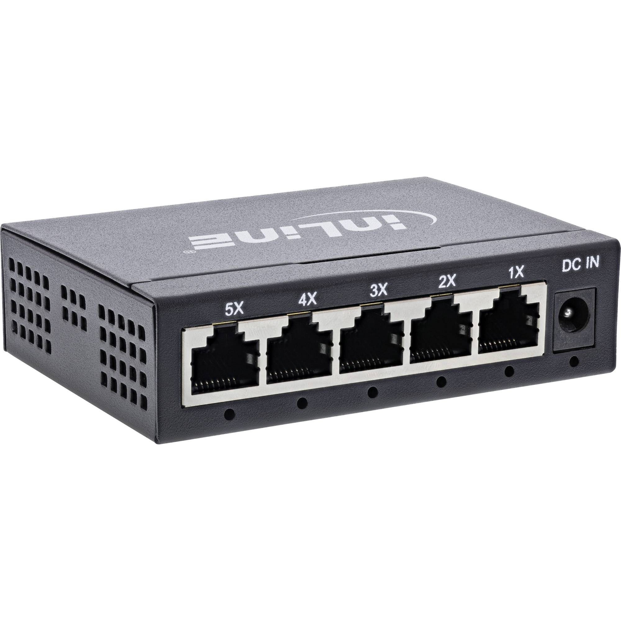 InLine Gigabit Netzwerk Switch 5-Port - 1Gb/s - Desktop - Metallgehäuse - lüfter