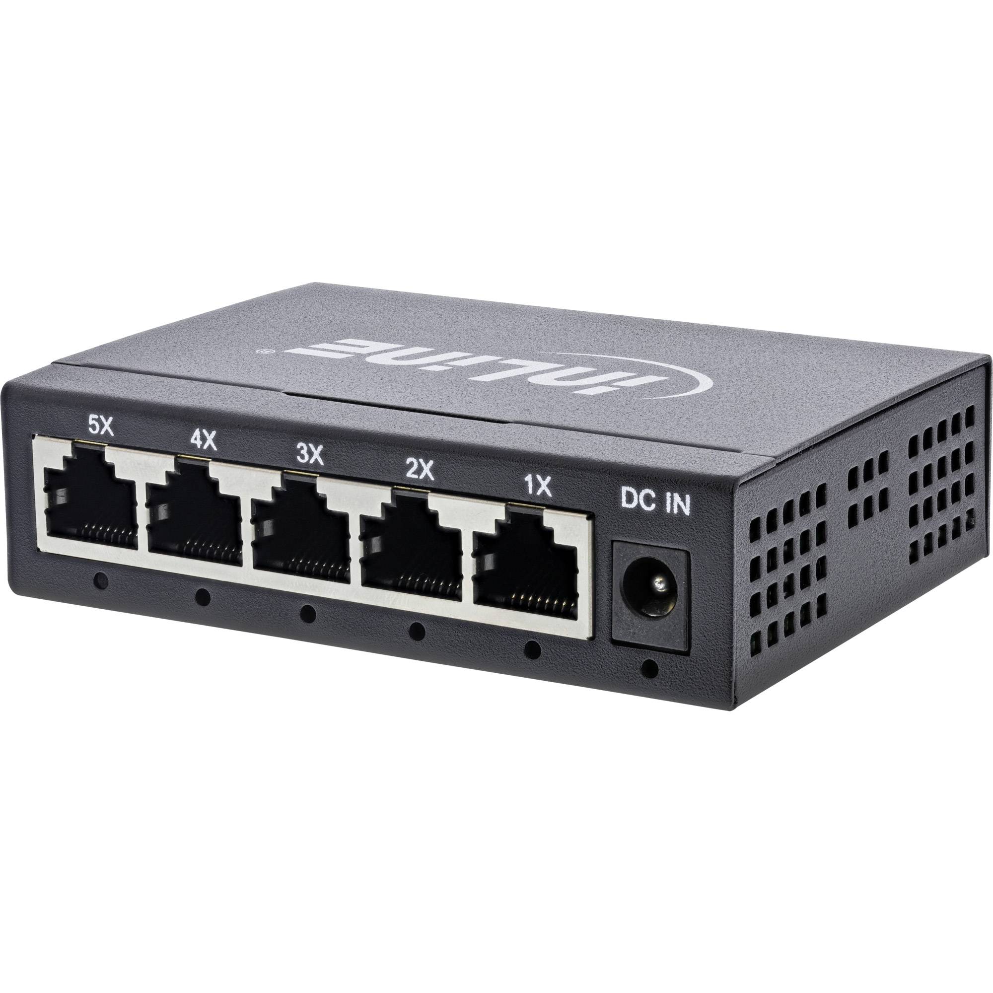 INLINE - Gigabit Netzwerk Switch 5-Port - 1Gb/s - Desktop - Metallgehäuse - lüfterlos