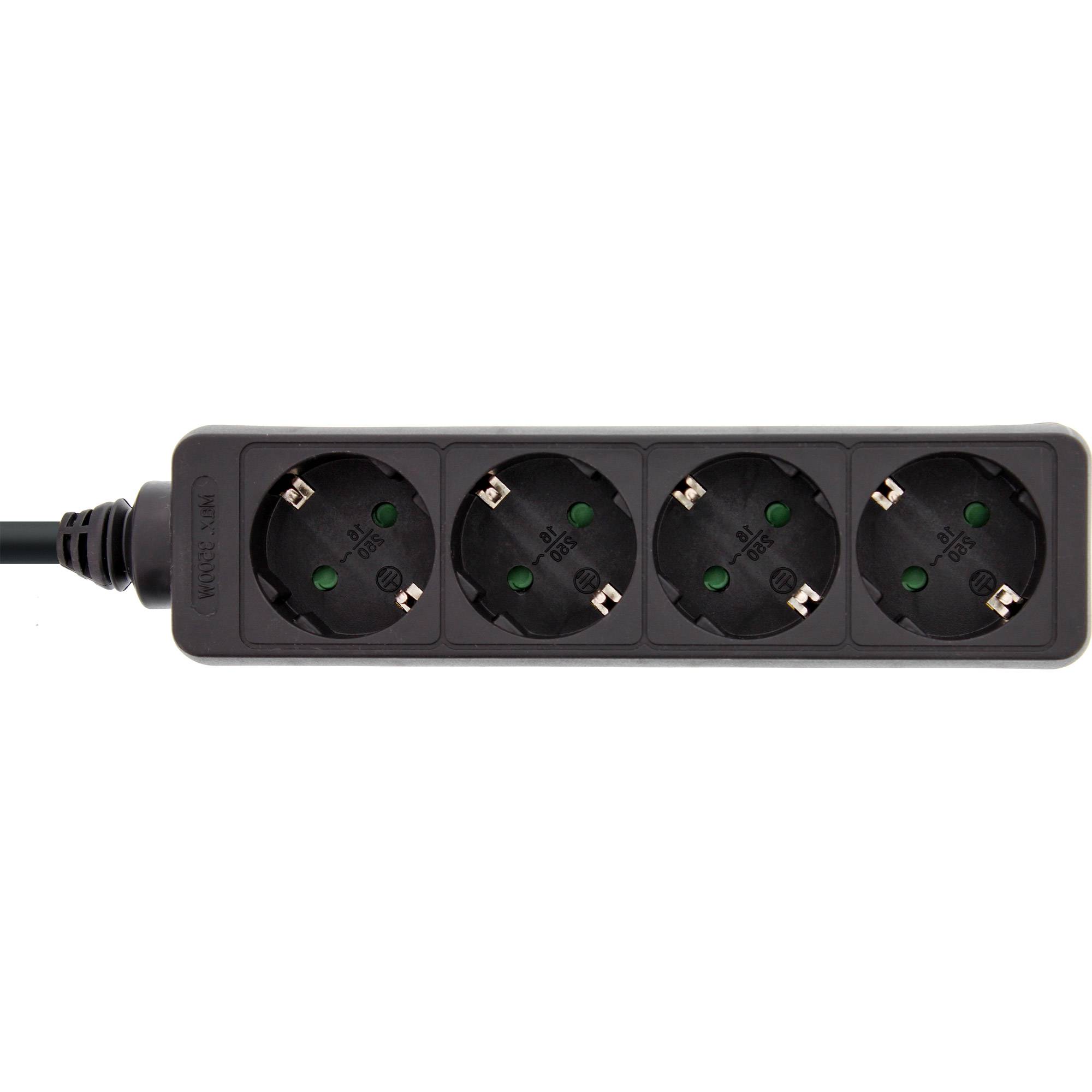 INLINE - Steckdosenleiste - 4-fach Schutzkontakt - schwarz - 1,5m