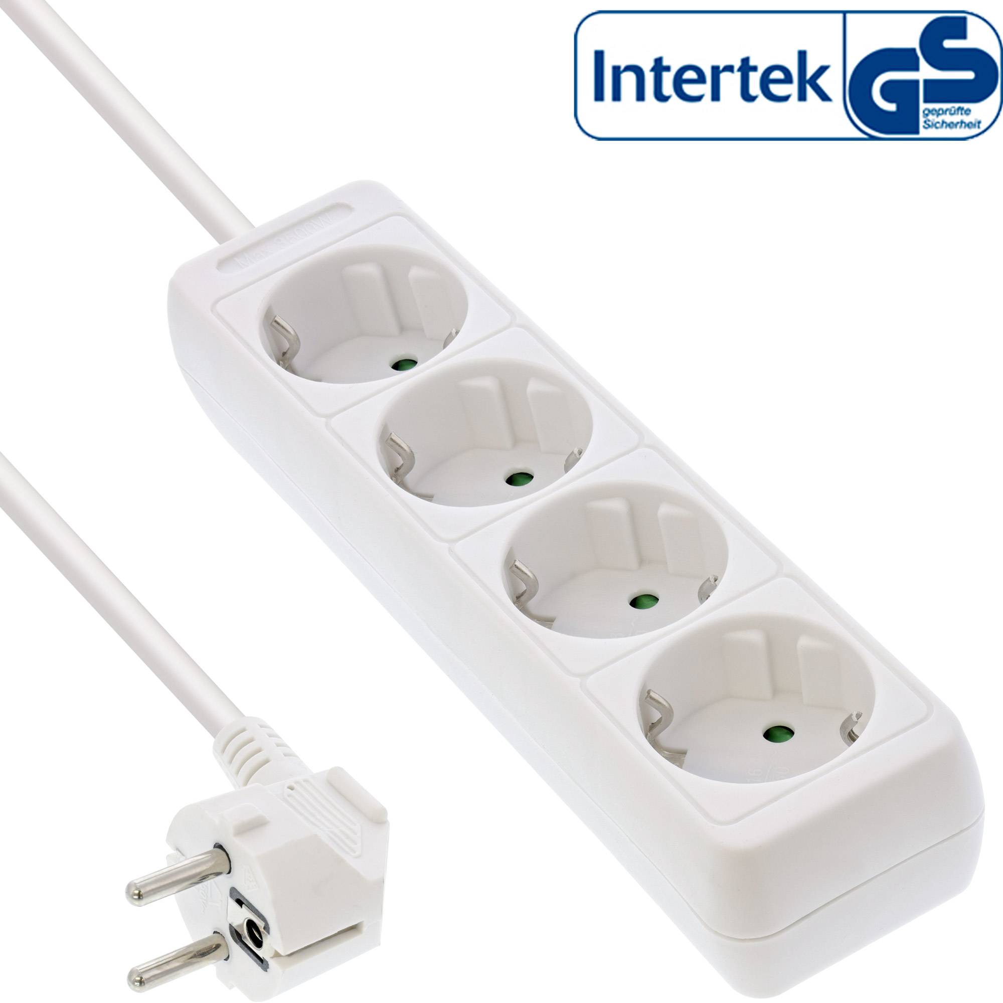 INLINE - Steckdosenleiste - 4-fach Schutzkontakt - weiß - 1,5m