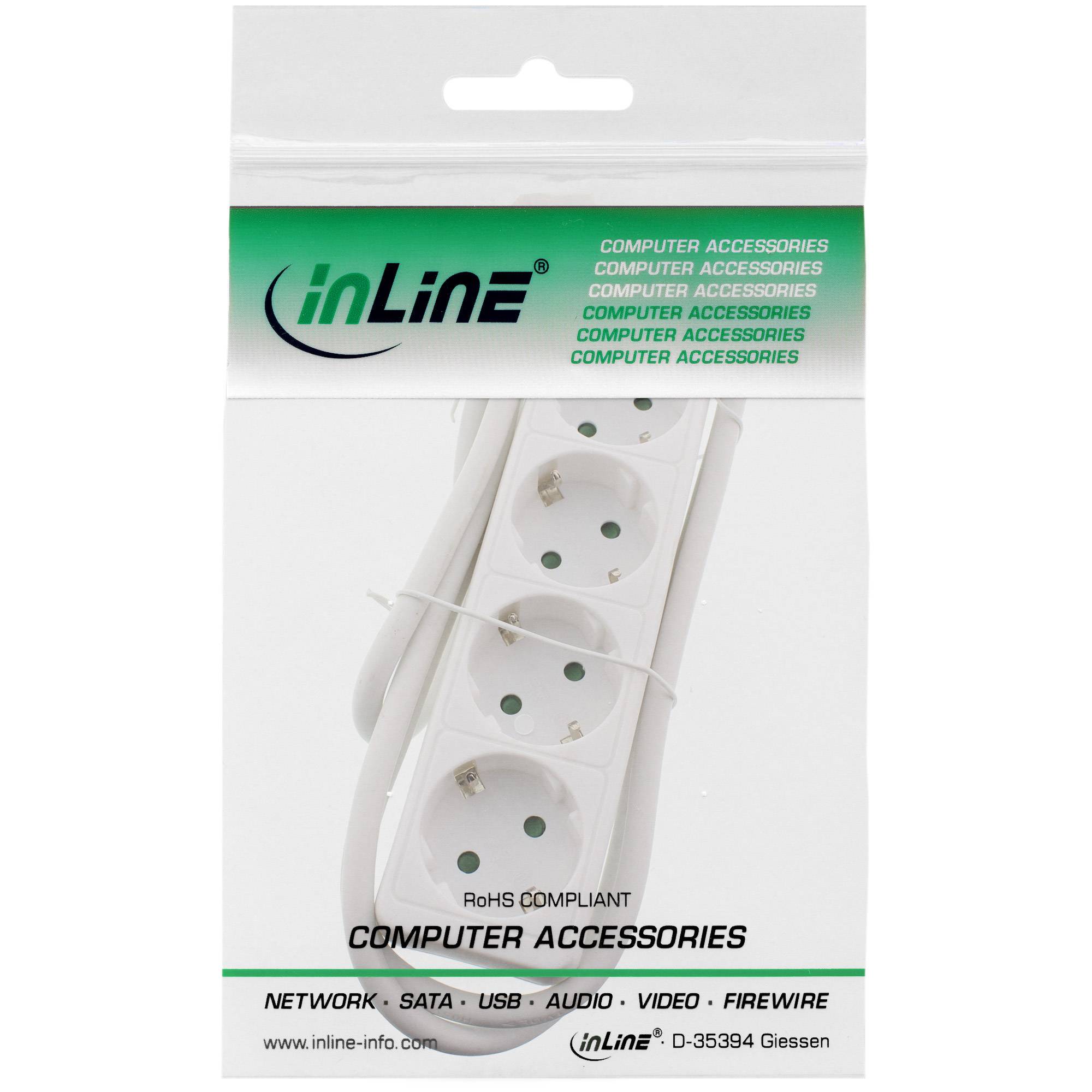 INLINE - Steckdosenleiste - 4-fach Schutzkontakt - weiß - 1,5m