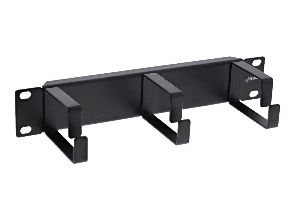 INLINE - 10"" Kabelführungspanel - 3 Bügel - RAL 9005 - schwarz