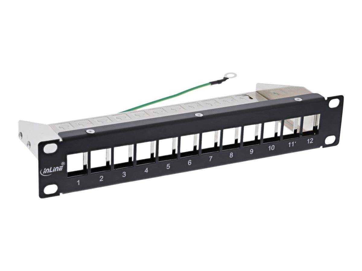 INLINE - 10"" Patchpanel Leerblech 12x - für Keystone Module - 1HE - RAL9005 schwarz