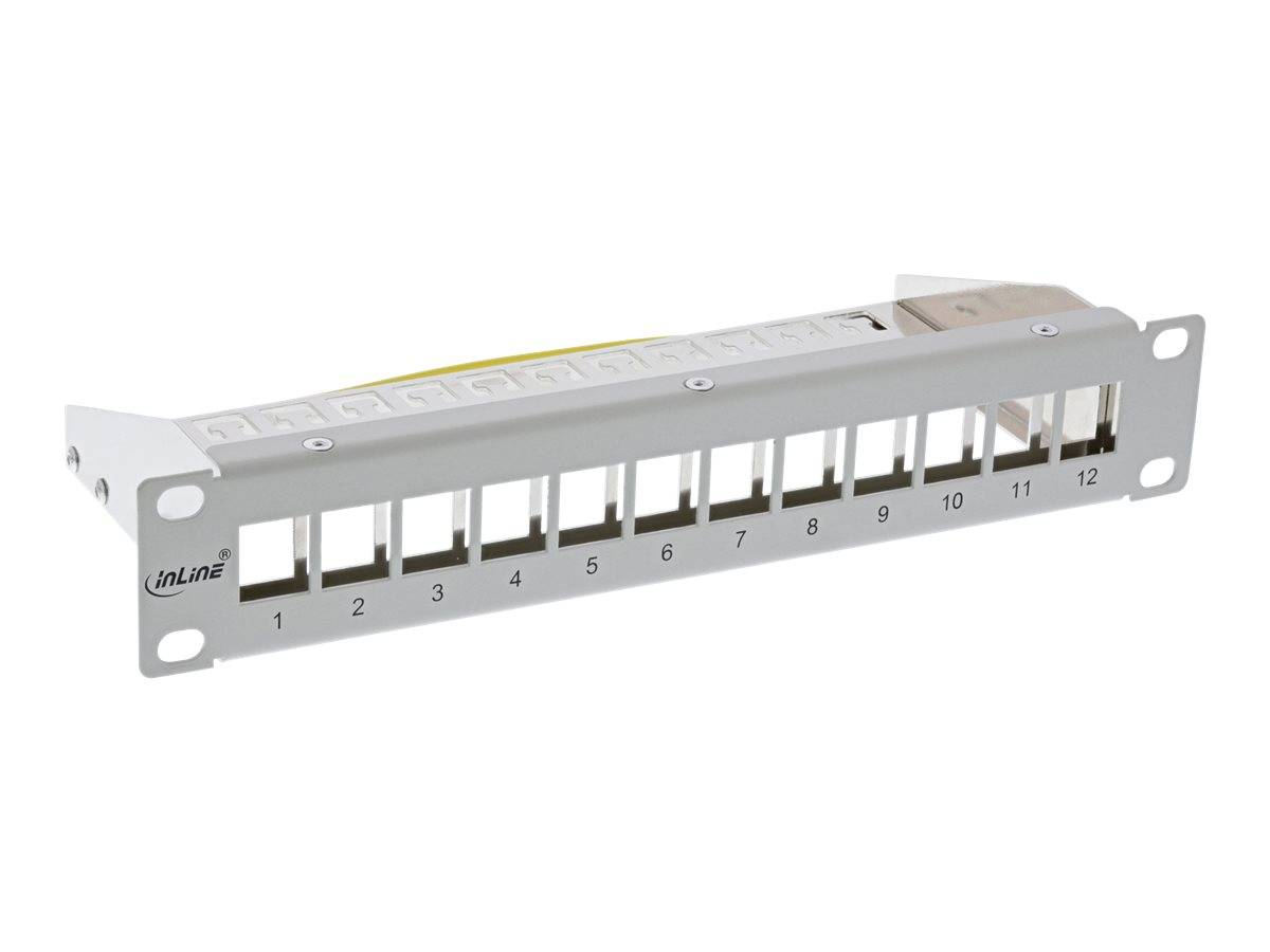 INLINE - 10"" Patchpanel Leerblech 12x - für Keystone Module - 1HE - RAL7035 grau