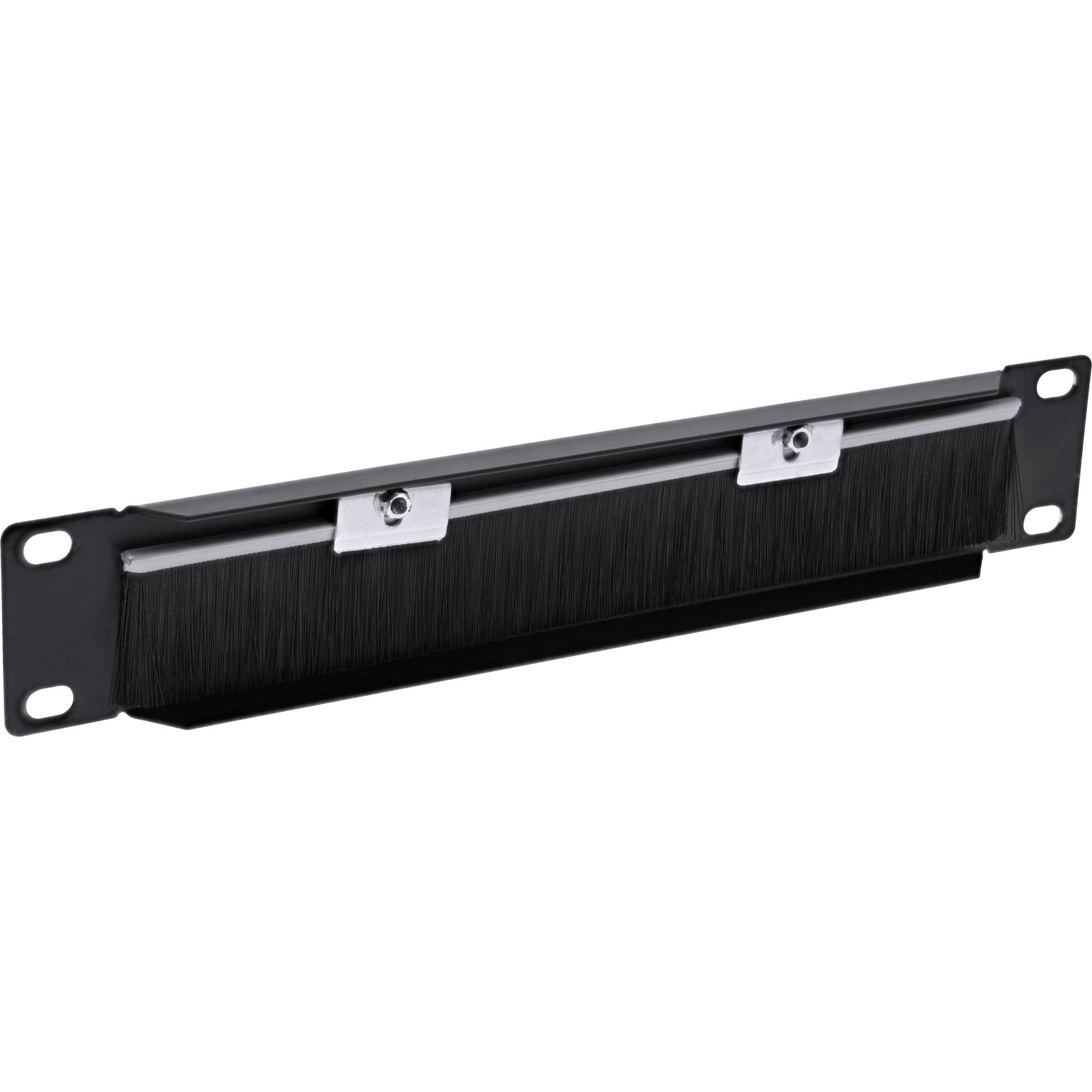 INLINE - 10"" Kabel Durchführungsplatte mit Bürste - 1HE - RAL 9005 schwarz