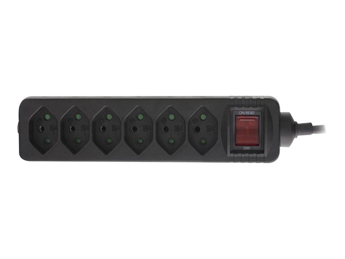 INLINE - Steckdosenleiste SCHWEIZ - 6-fach - mit Schalter - 1,5m - schwarz