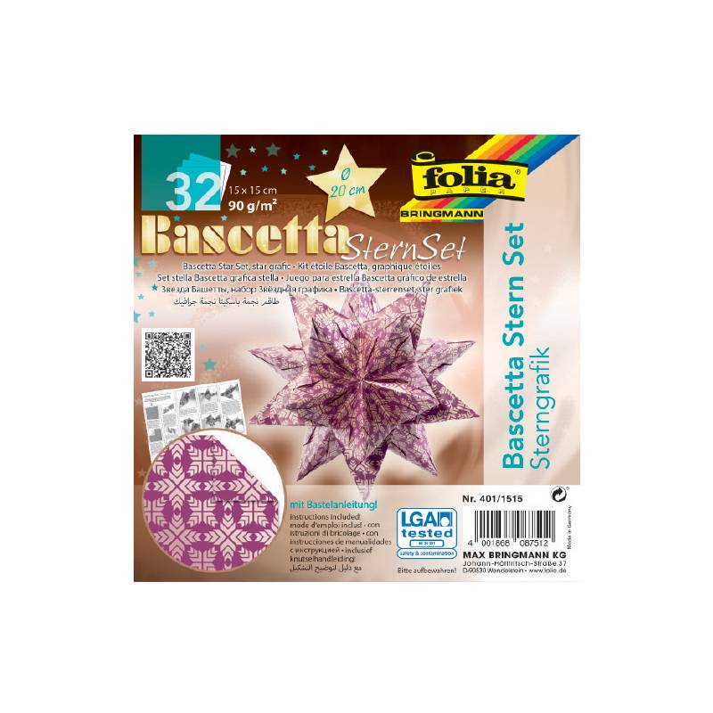 folia Faltblätter Bascetta-Stern, lila / bedruckt