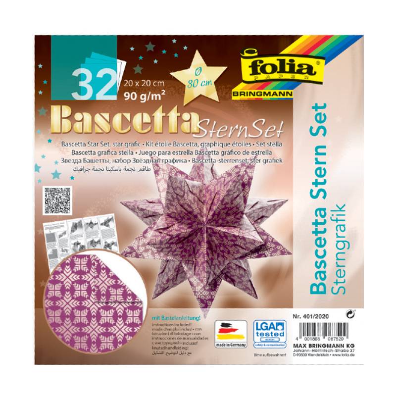 folia Faltblätter Bascetta-Stern, lila / bedruckt