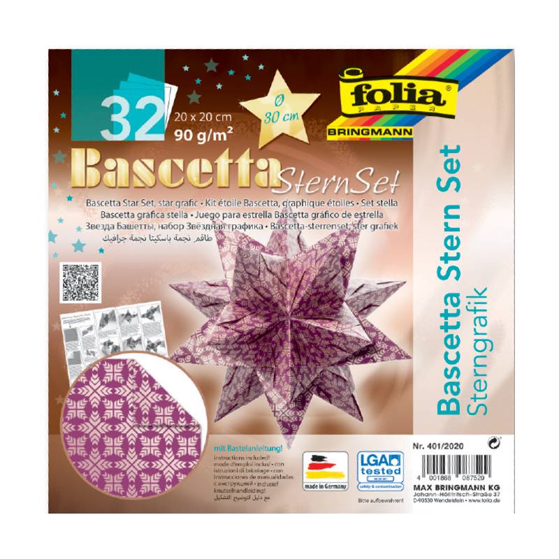 folia Faltblätter Bascetta-Stern, lila / bedruckt