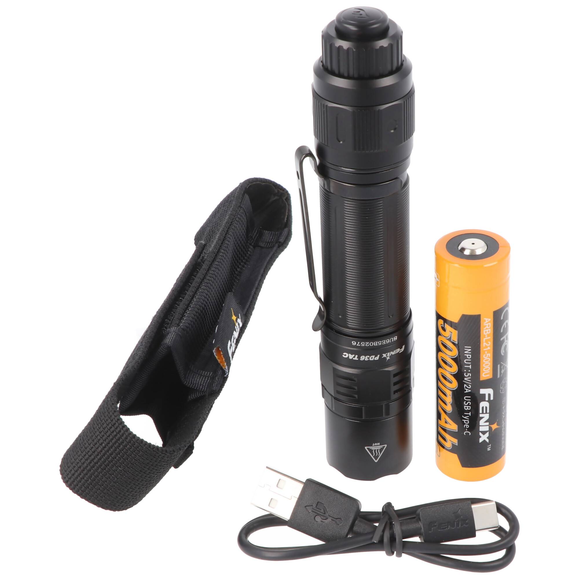 Fenix PD36 TAC LED-Taschenlampe, taktische Taschenlampe, mit Einhanddrehschalter, max. 3000 Lumen, inklusive ARB-L21-500