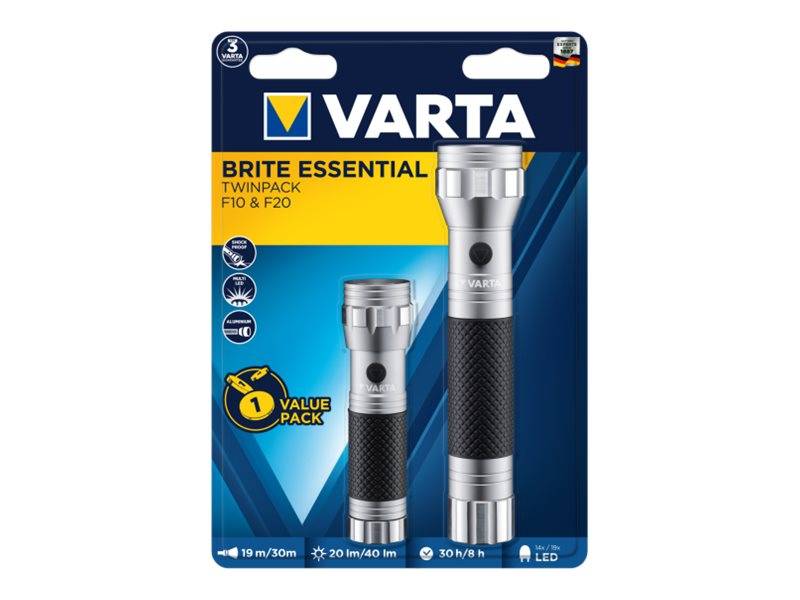 Varta Brite Essential Twinpack F10 / F20 - Taschenlampe - LED (Packung mit 2)