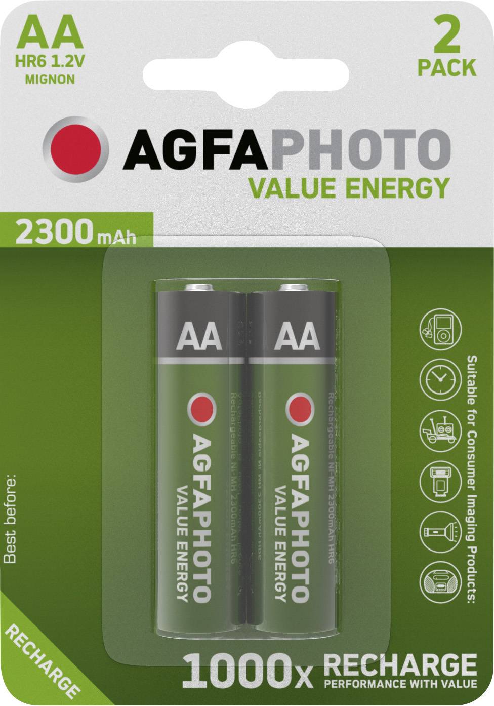 AGFAPHOTO Akku NiMH Value Energy Mignon AA HR06 1.2V 2300 mAh (2er Blister)