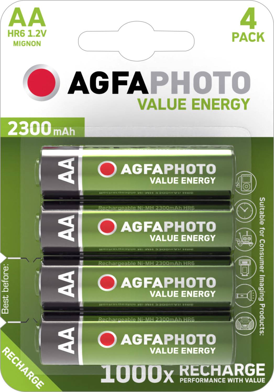 AGFAPHOTO Akku NiMH Value Energy Mignon AA HR06 1.2V 2300 mAh (4er Blister)