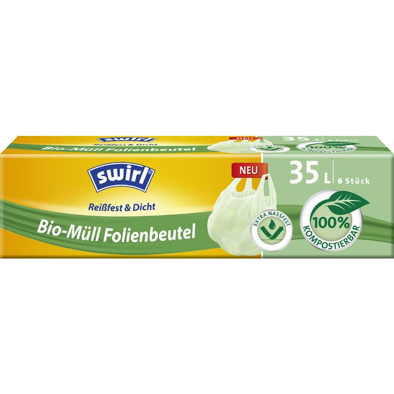 swirl Bio-Mülleimerbeutel, kompostierbar, grün, 35 Liter