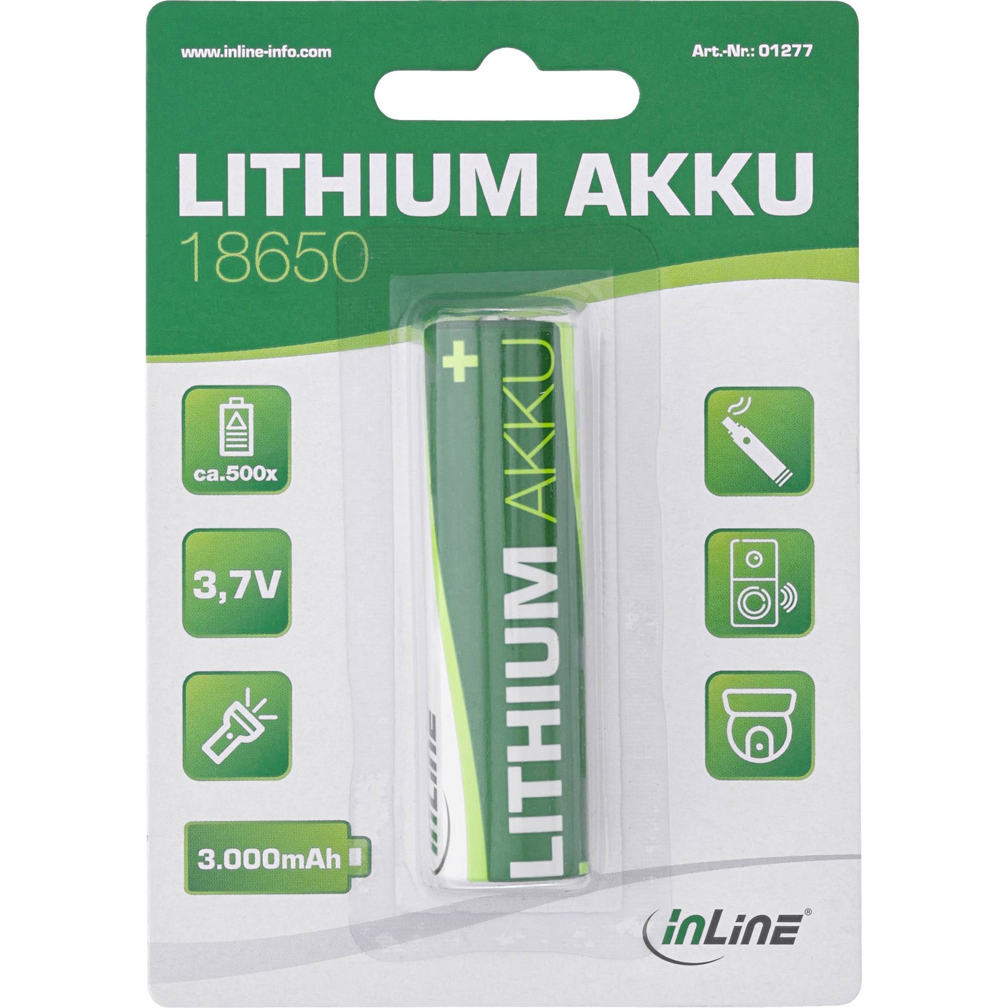 INLINE - Lithium-Ionen Akku - 3000mAh - 18650