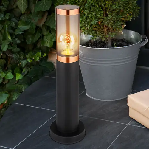 Sockelleuchte Standleuchte Außenbeleuchtung rauch Kupfer Außen mit Bewegungsmelder Garten Stehlampe, Edelstahl Kunststoff, 1x E27, DxH 7,6x45 cm, 2e Sockelleuchte Standleuchte Außenbeleuchtung rauch Kupfer Außen mit Bewegungsmelder Garten Stehlampe, Edelstahl Kunststoff, 1x E27, DxH 7,6x45 cm, 2e
